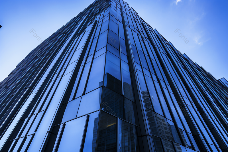 抬头仰望大楼一角现代蓝色建筑科技企业商业办公楼市区科技园实拍,高清,摄影图,摄影图片,图片大全,摄影图免费下载